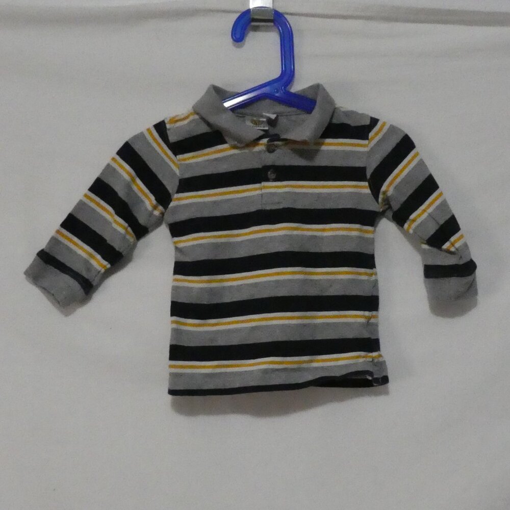 TEDDY'S CHOICE | 18 months | Striped Long Sleeve Polo Shirt